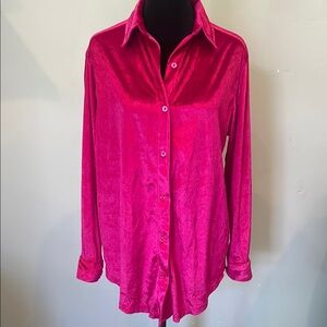 Women's velvet Pink Button-Up Shirt